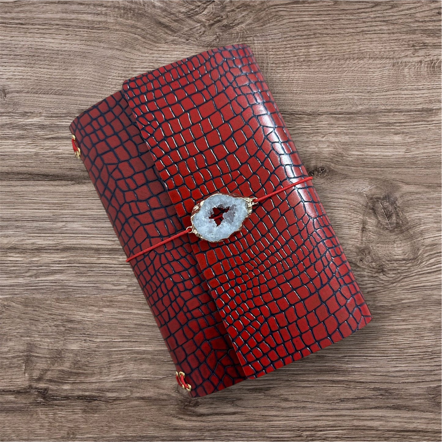 A5 Tri Fold Leather Journal Cover w/ Charms