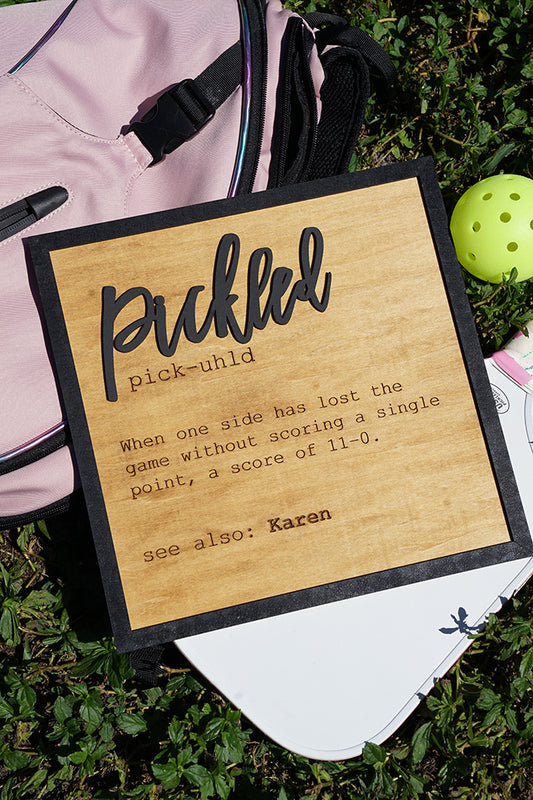 Pickled Pickleball Decor Wood Sign – Personalized Name Gift | Funny Pickleball Gag Gift | Custom Pickleball Wall Art