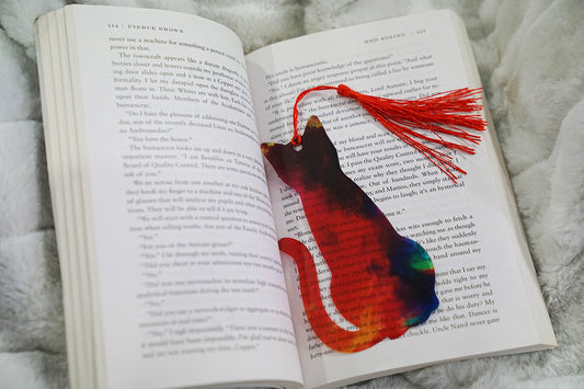 Cat Shaped Tie Dye Bookmark