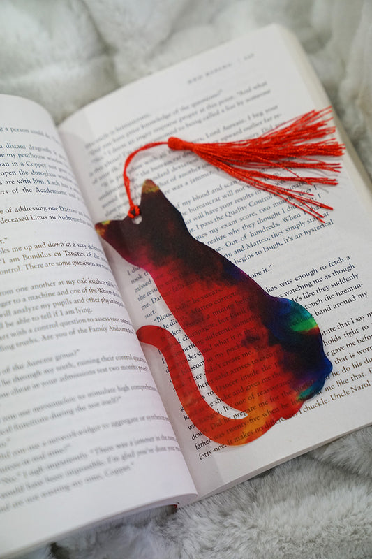 Cat Shaped Tie Dye Bookmark